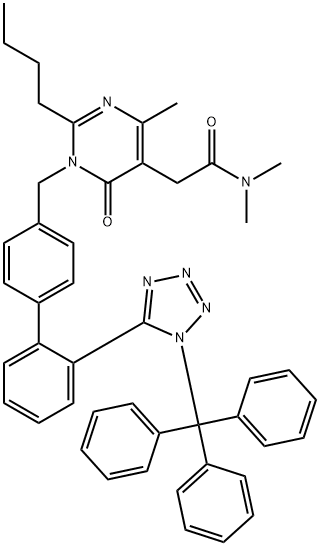 2-Butyl-1,6-dihydro-N,N,4-trimethyl-6-oxo-1-[[2'-[1-(triphenylmethyl)-1H-tetrazol-5-yl][1,1'- بائفنائل]-4-ایل]میتھائل]-5-پائریمائیڈینیاسیٹامائیڈ