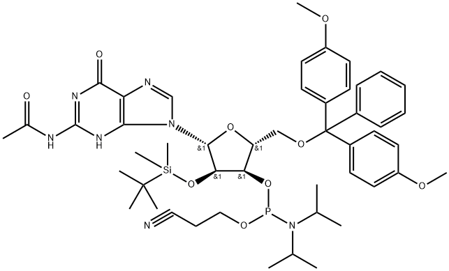 2'-O-[(tert-butyl)dimethylsilyl]-N-acetylguanosine-3'-(2-cyanoethyl-N,N-diisopropyl) فاسفورامائڈائٹ