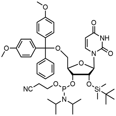 5'-O-(4,4-Dimethoxytrityl)-2'-O-[(tert-butyl)dimethylsilyl]uridine-3'-(2-cyanoethyl-N,N-diisopropyl)فاسفورامائڈائٹ