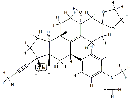 Estr-9-en-3-one، 11-[4-(dimethylamino)phenyl]-5,17-dihydroxy-17-(1-propynyl)-، سائیکلک 1,2-ethanediyl acetal, (5a,11b,17b )-