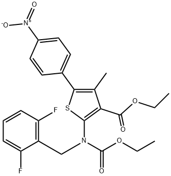 ایتھائل 2-((2,6-difluorobenzyl)(ethoxycarbonyl)amino)-4-methyl-5-(4-nitrophenyl)thiophene-3-carboxylate