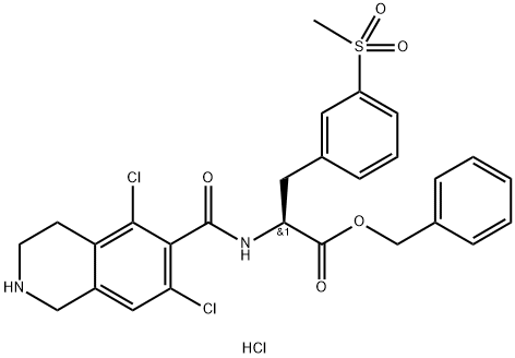 L-Phenylalanine، N-[(5,7-dichloro-1,2,3,4-tetrahydro-6-isoquinolinyl)carbonyl]-3-(methylsulfonyl)-، phenylmethyl ester، hydrochloride (1:1)