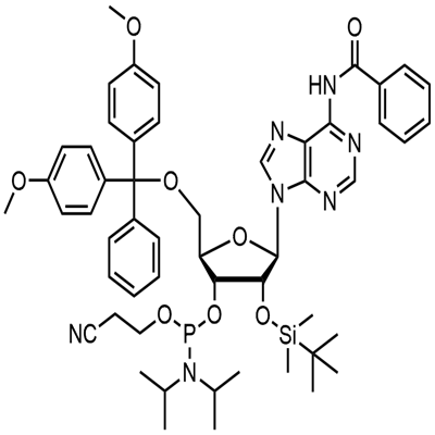 N-Benzoyl-5'-O-(4,4-Dimethoxytrityl)-2'-O-[(tert-butyl)dimethylsilyl]adenosine-3'-(2-cyanoethyl-N,N-diisopropyl) فاسفورامائڈائٹ