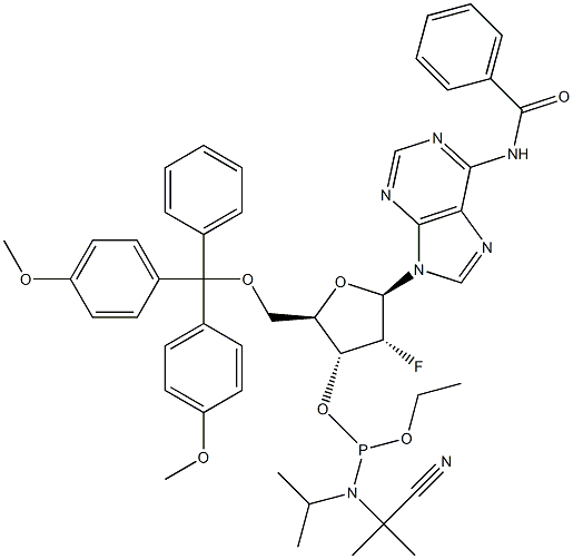 N-Benzoyl-5'-O-[bis(4-methoxyphenyl)phenylmethyl]-2'-deoxy-2'-fluoroadenosine 3'-[2-cyanoethyl N,N-bis(1-methylethyl) فاسفورامائڈائٹ]